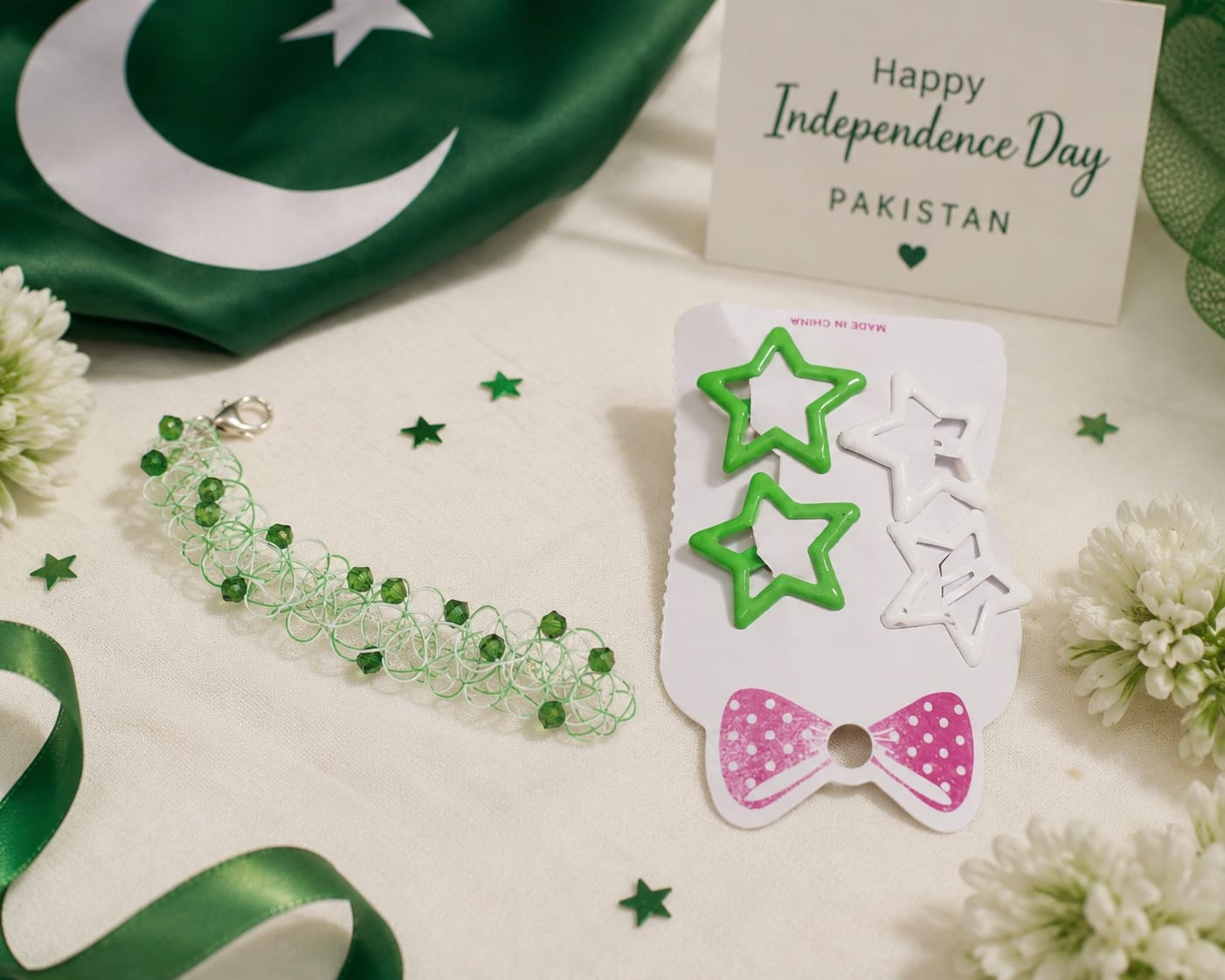 hair pins and bracelets