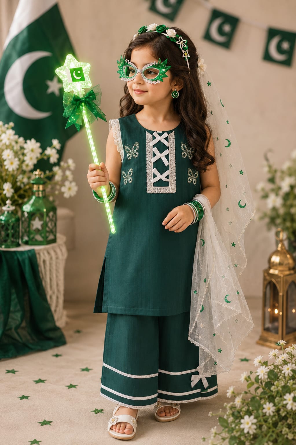 green shirt with bell bottom