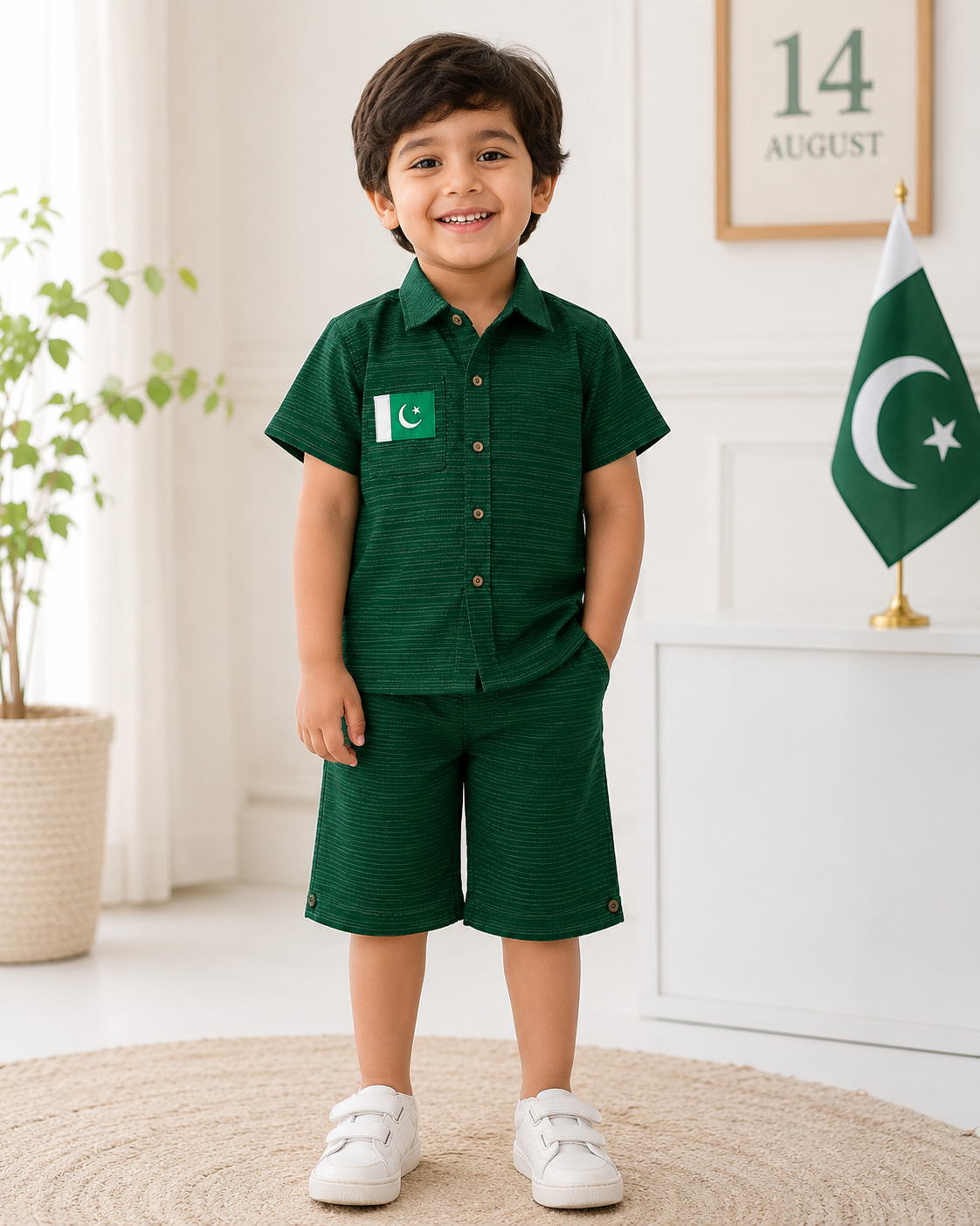 Boys 14 August Green Shirt & Nicker Set