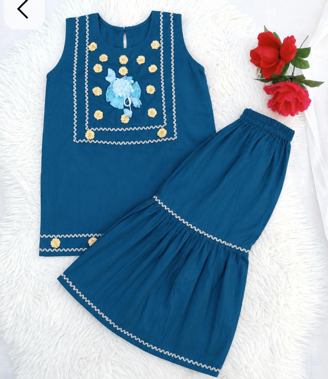 TEAL Blue shirt with garara