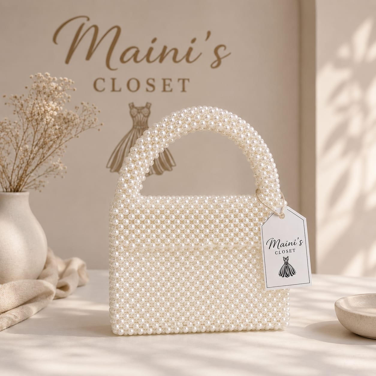 Handmade white crystal bag