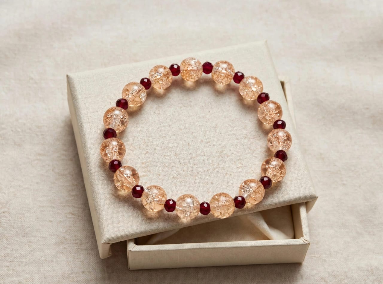 2 colors beads . champeign and maroon