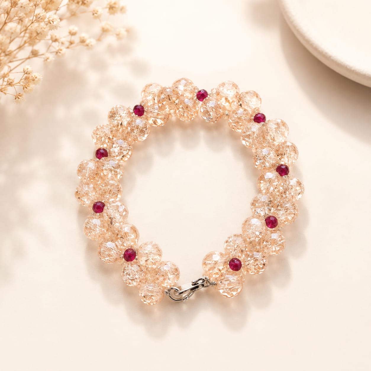 2 layers bracelet with two sizes and 2 colours beads
