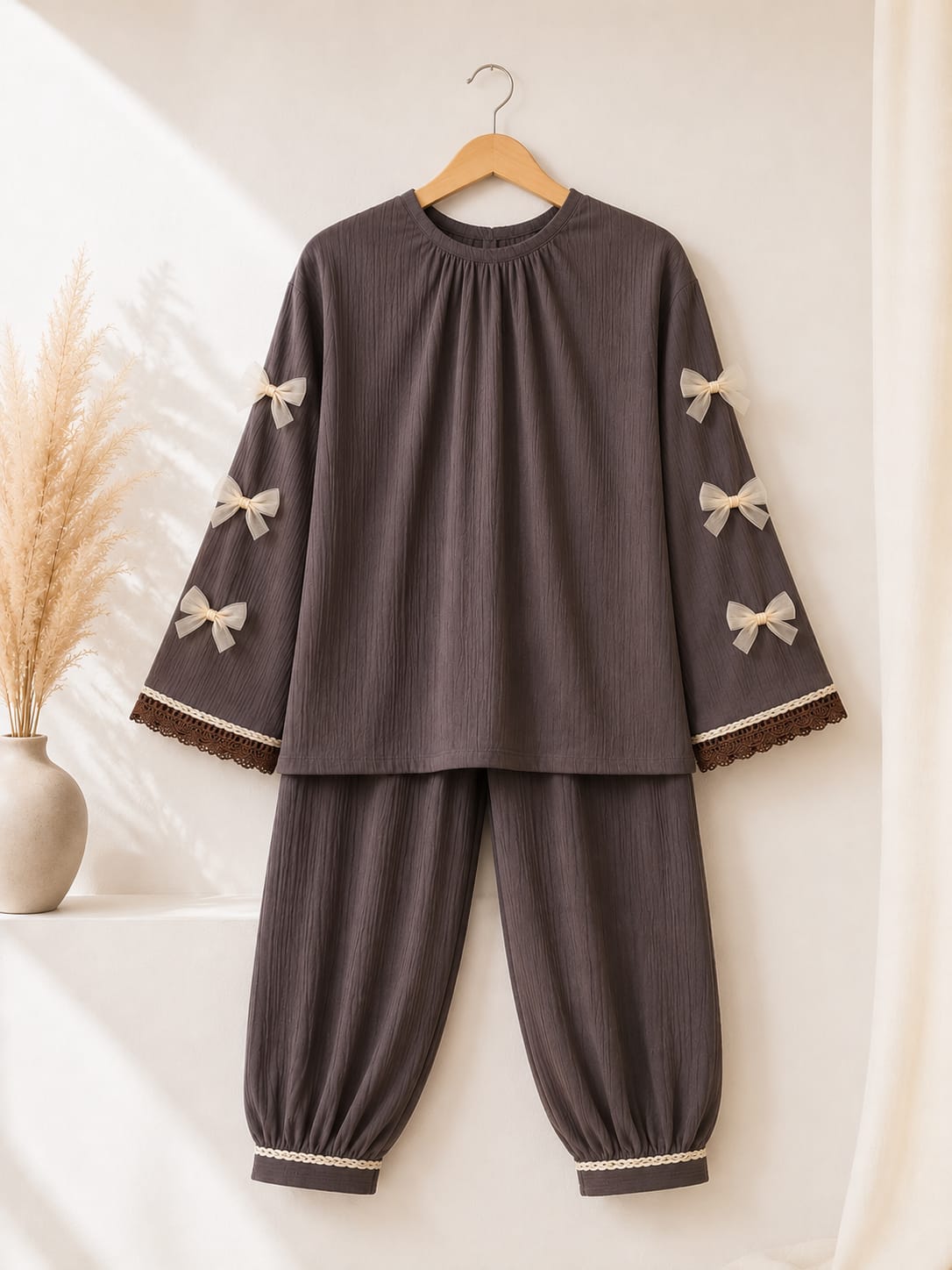 CHocolate Brown  Crushed lawn 2 piece
