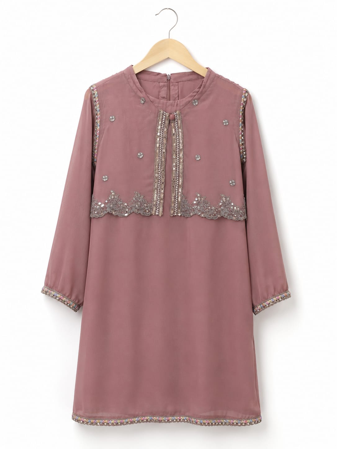 Silk maxi frock with trouser , net dupata