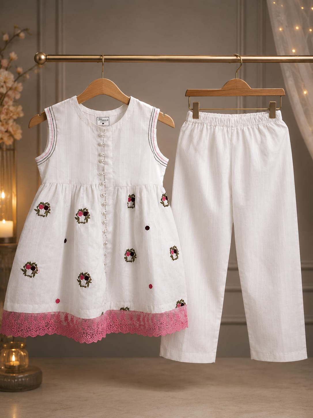 White dress frock trouser
